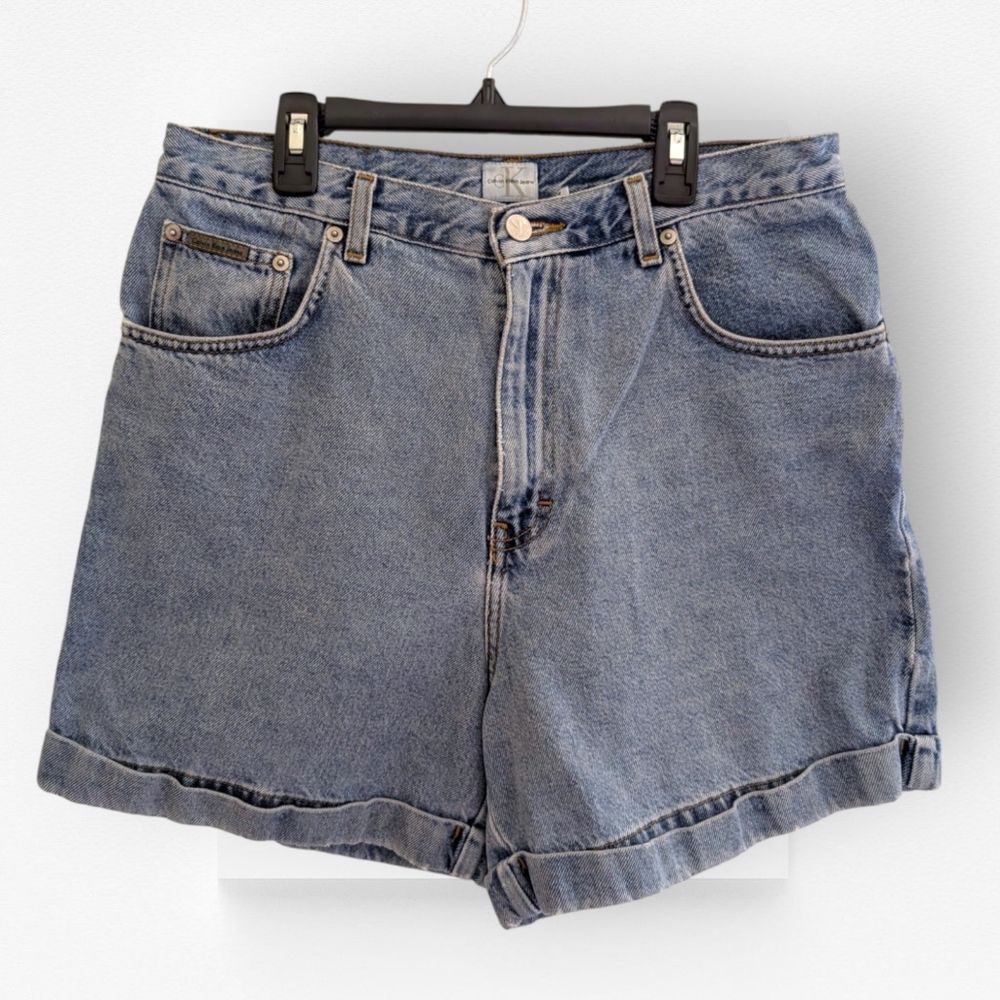 Vintage Calvin Klein Jeans Denim Shorts Cuffed Bermuda Jean Shorts Cotton 13 /14